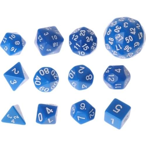 12pcs/Set Multi-sided Polyhedral Dice D4 D6 D8 D10 D12 D20 D24 D30 D60 Dungeons E56D