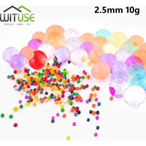 2.5mm 10g Crystal Soil Water Polymer Gel Water Pearls Hydrogel Balls GrowingWedding Decoration Jelly Beads Balls Big Home Decor