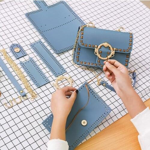 2020 Self-Made PU Handbags DIY Hand Sewn Small Square Women Bags Material Package
