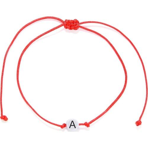 26 Letter Red Cord Bangle Bracelet Jewelry Adjustable Handmade Resin bangles for women Red thread string Lucky Friedship Gift