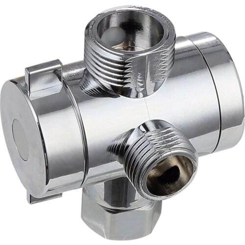 ABS Chrome 3 Way Diverter Hose Fitting T Shape Adapter Connector for Angle Valve Hose Bath Shower Arm Toilet