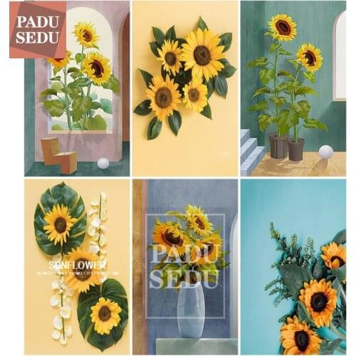 Diy Diamond Embroidery Flowers Daimond Painting Sunflower Flower Full Set Cross Stitch Girls Decor Wall Pictures For Living Room