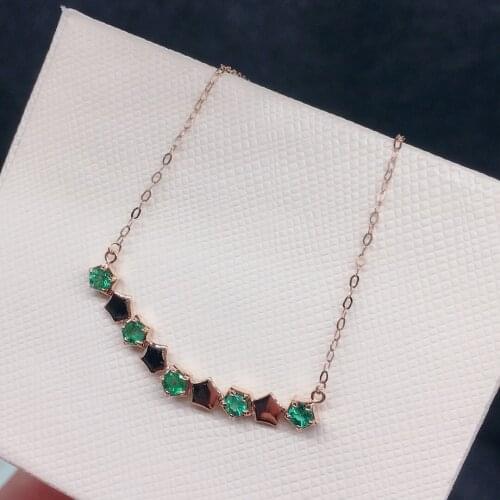 AZJ Emerald Necklace Fine Jewelry Pure 18K Gold Jewelry AU750 Natural Green Emerald 0.4ct Gemstones Pendants Fine Necklace