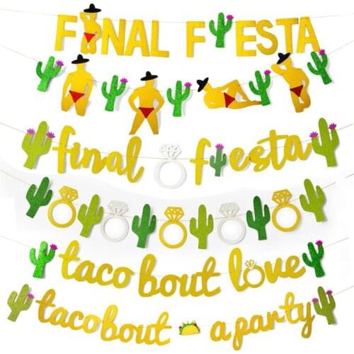 Cactus Final Fiesta Banner Single Girl Mexican Theme Party Banner Fun Exquisite Cute Pattern Beautiful Hen Party Paper qq012