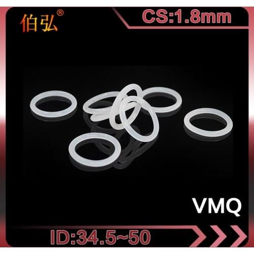 White Silicon Ring 5PCS/lot Silicone/VMQ O-Ring CS1.8mm ID34.5/35.5/37.5/40/41.2/42.5/45/46.2/50mm Rubber O ring Seal Gaskets