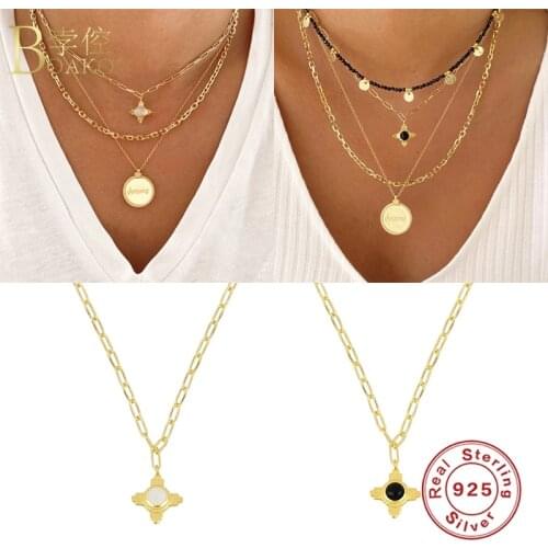 BOAKO CZ Star Pendant 925 Sterling Silver Necklaces For Women 2021 Fine Jewelry Chain Choker Necklace Collares Bijoux Collars