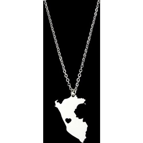 Peru Map Pendant Necklaces Stainless Steel For Women Girls Maps of the Peru Jewelry Gifts