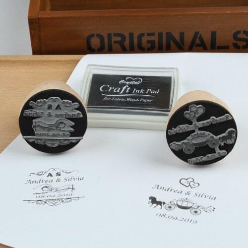 Diameter 4.5cm custom name date Personalized logo wooden stamp seal for DIY Invitation stationery wedding decoration