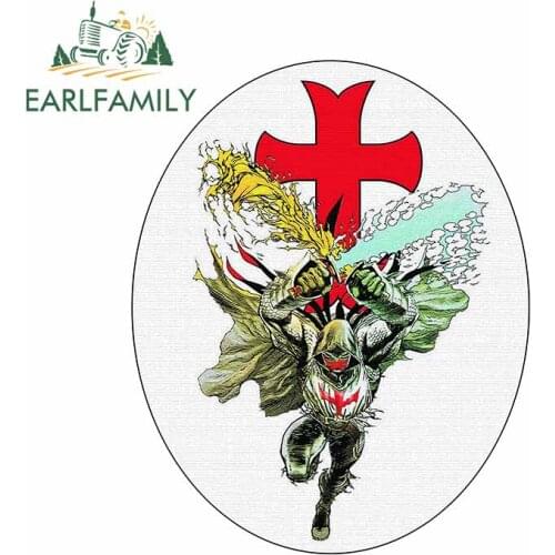 EARLFAMILY 13cm x 10.4cm for Cross Warrior Holding Knife Windows Bumper VAN Personality Creative Decal Waterproof Car Stickers