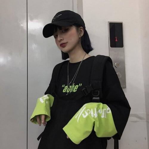 Harajuku friends t shirt women long sleeved loose Fake two pullover casual tops women Tees plus size T-Shirts camisetas mujer