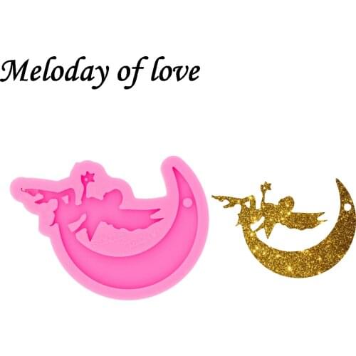 Glossy Silicone MOON/TINK Keychain Epoxy Resin Girl Molds Jewelry Making Custom Mould DY0514