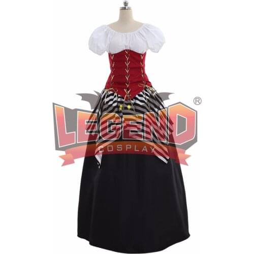 Red Black Medieval Renaissance Victoran Corset Pirate Dress Halloween Costume cosplay costume