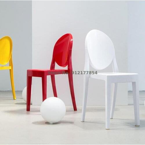 Creative Backrest Design Crystal Chair Devil Ghost Chair European Transparent Plastic Coffee Fashion Dining Chair Makeup Chair