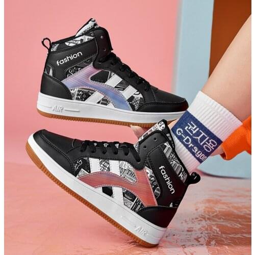 2021 New Flat High Top Casual Shoes Men Coupe PU Leather Sneakers Thick Sole Fashion Autumn Casual Trainers Men Vulcanize Shoes