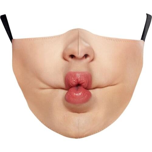 NEW Funny Kiss Expression Mouth Cosplay Women Men Unisex Masks Breathable Cycling Face-Dustproof Adult Party Halloween Xmas Mask