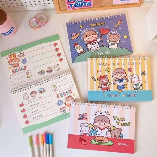 MINKYS New Arrival Kawaii 48 Sheets Coil Weekly Plan Notebook Agenda Sprial Year Schedule Book Gift School Stationery
