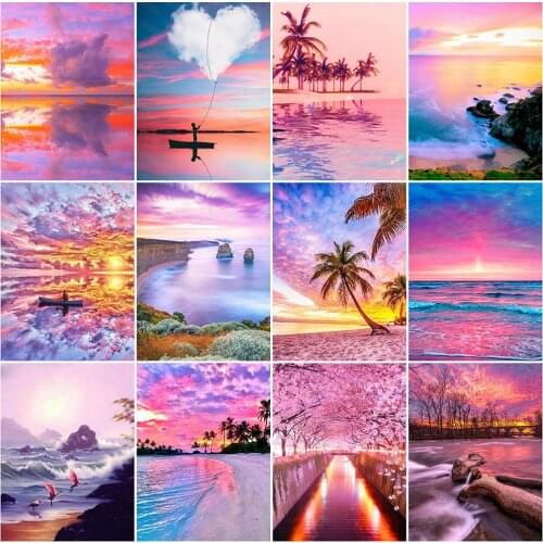 MomoArt Diamond Mosaic Scenery Full Square Diamond Painting Seaside Cross Stitch Embroidery Picture Of Rhinestone Decor For Home