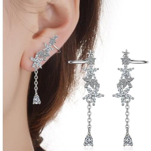 ORZTOON Hot Sale Snowflake Crystal Fashion Luxury Cubic Zirconia Pendant Earrings For Womens Jewelry For Girl Wedding Gifts2021