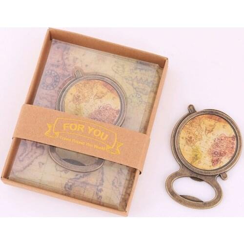 50pcs Earth globe design beer bottle opener Wedding favors bridal shower giveaways anniversary souvenir wholesale