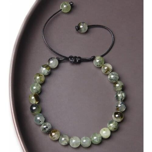 Green Natural Stone Braided Bracelet Prehnit African Turquoises Beads Bracelets For Women Men Fashion Exquisite Jewelry Pulsera