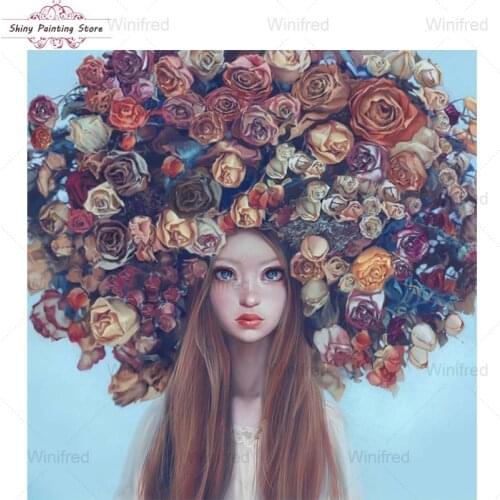 Full Square Round Diamond Painting Flowers Beauty Girl Diamond Embroidery Cartoon Portrait Picture Of Rhinestone Home Decoration