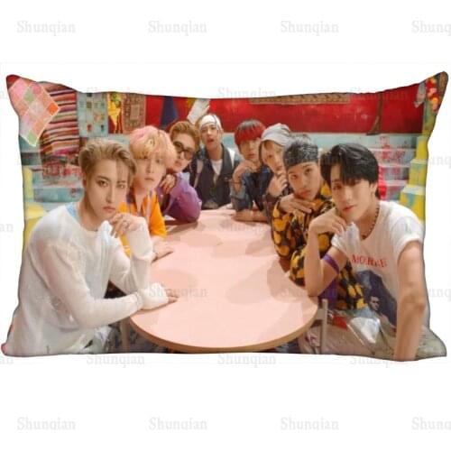 Custom Pillowcase Cover ATEEZ Kpop Star Rectangle Zipper Pillow Cover Satin Fabric Pillowcase 40x60cm,50X75cm(Two sides) 0512