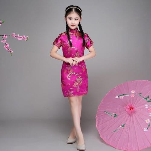Qipao Girl Dress Qi-Pao Cheongsam Girls clothing Wedding New Year Gift Children Clothes Kids Dresses Princess Dress large size