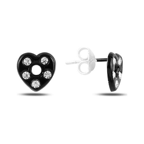 Silver 925 Sterling Heart Zircon Stone Earrings
