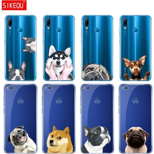 Silicone Cover Phone Case For Huawei P20 P7 P8 P9 P10 Lite Plus Pro 2017 P Smart Dog and cat husky akita bulldog back case