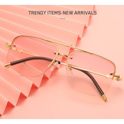 2020 Vintage Square Half-frame Sun Glasses for Men Women Metal Frame Sunglasses UV400 Pink Bule Mirror Goggle Driving Sunglass