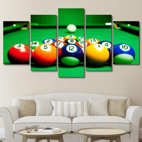 Modern Canvas Painting 5 Pieces Colorful Billiards Picture For Snooker Room Home Wall Print Poster Picture Fashion Gift