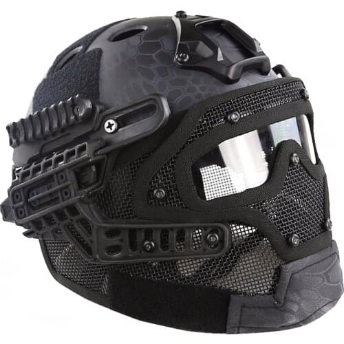 Tactical G4 System Fast Helmet PJ Type Full Face Protective PC Lens Steel Mesh Wargame Combat Wargame Paintball Accessories