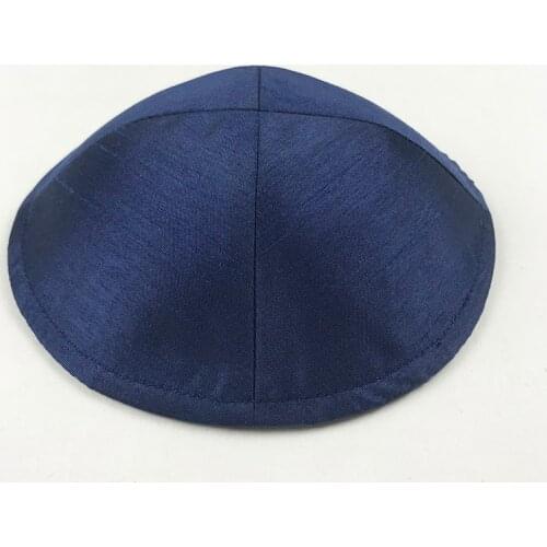 Jewish Kippa Thick Satin Kippot Navy Blue Color Yarmulke Kippah Skullcap 15cm Free Clip