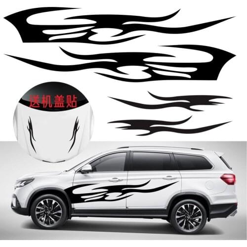 4PCS Personality Creative Flame Sticker Hood Modification Side Door Fun Racing Line Vinyl Car Sticker Auto Accessories