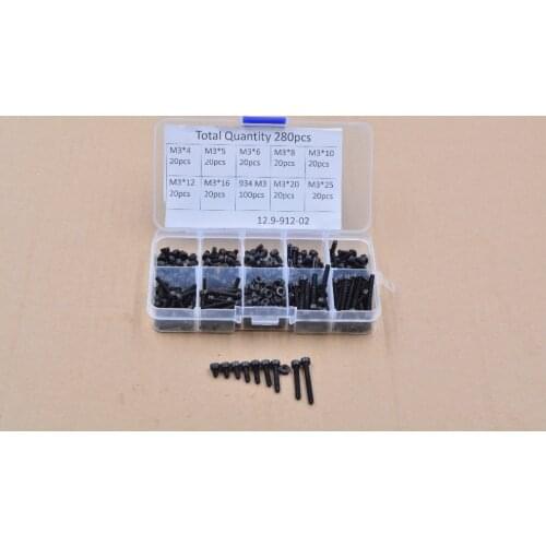 3d printer screw 280pcs high strength alloy steel 304 stainless DIN912 M3 shexagon socket head cap