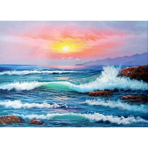 Wave Painting By Numbers Seaside Landscape Draw By Number On Canvas Paint By Numbers For Adults Unframed Gift Home Decor