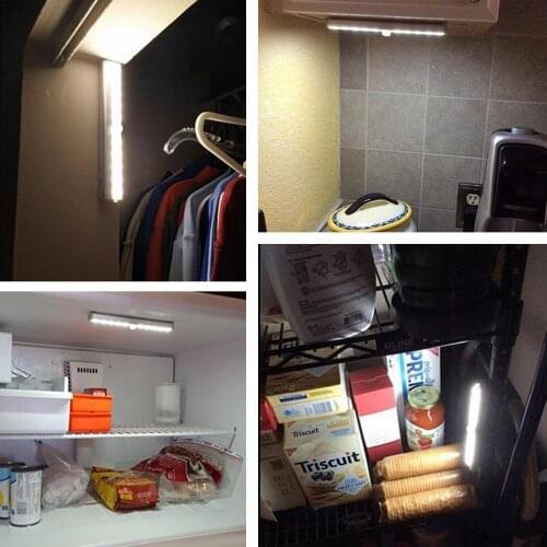 10 LED Battery Operated Motion Sensor Night Light Under Cabinet Wardrobe Closet Cupboard Portable Magnet Night Lamp