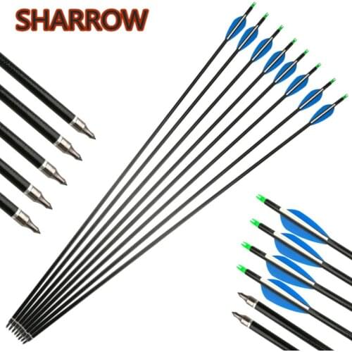 12/24Pcs 30" Archery Fiberglass Arrows Spine 500 Glass Fiber For Compound Recurve Bow Outdoor Hunting Shooting Accessories