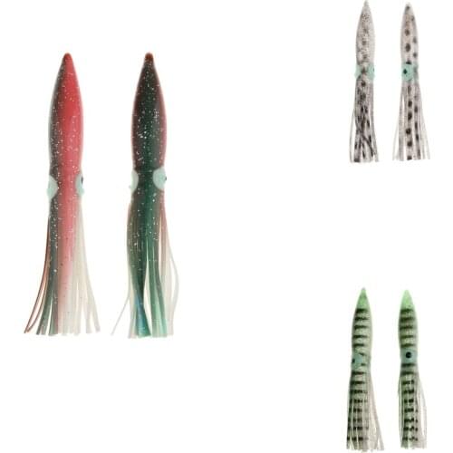 2pcs Trolling Fishing Lures Saltwater Squid Skirts Lures Baits for Tuna Marlin Dolphin Mahi Wahoo