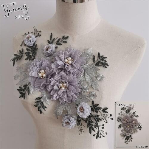 New arrive Embroidery 3D flower ABS pearl Lace Collar DIY Sewing Neckline Fabric Clothing Decorate Accessories Craft supplies