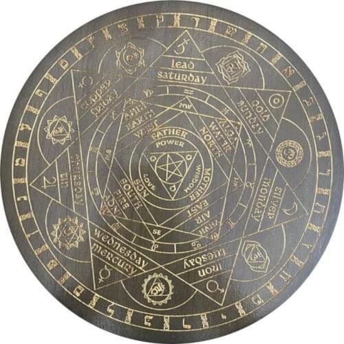 A5KC Witch Divination Pendulum Board Seven Chakra Crystal Energy Disk Oak Astrolabe