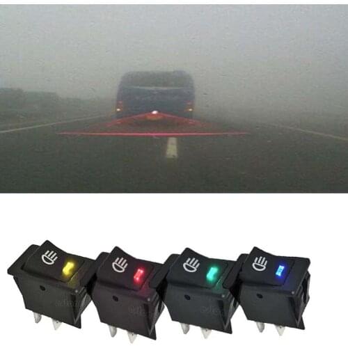 12V 35A Car Fog Light Rocker Switch 4Pins Blue LED Dash Dashboard Sales