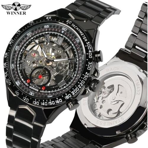 Business Automatic-self-winding Mechanical Watches for Men Stainless Steel Silver Band Watch for Teenagers Casual Skeleton Watch