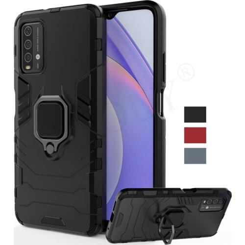For Xiaomi Redmi Note 9 4G Case Shockproof Bumper Magnetic Ring Holder Silicone Armor Phone Back Cover For Redmi Note 9 4G Case