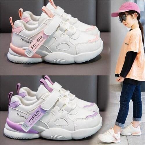 Childrens shoes 2021 spring and autumn new boys' leather sports shoes girls' soft sole anti slip color matching casual shoes