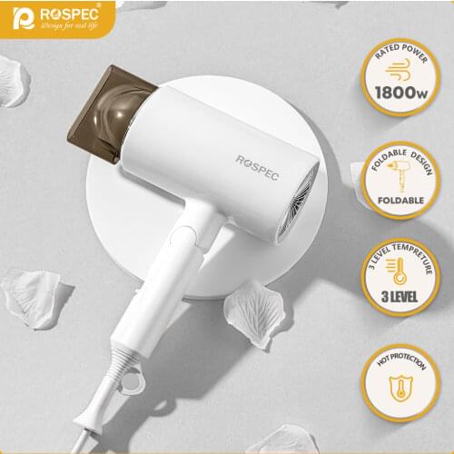 ROSPEC Foldable Hair Dryer 1800W Strong Wind Fast Drying Hair Household Electric Hair Drier Anion Hairdryer Blow Dryer Portable
