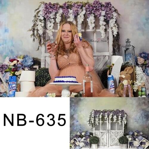 Photo shoot portrait background for newborn baby photography studio lavender flowers door purple floral backdrop for photo video