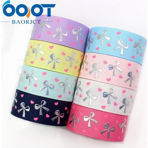 I-19326-779 1'' 25mm high quality BOW laser silver Printed grosgrain ribbon,Gradient pattern laser silver DIY bow
