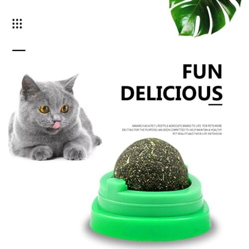 Cat Toys Catnip Balls,Pure Natural Mint Leaf Rotating Interactive Cat Toys,Cat Removal Hairball Toys Can Be Sticky On Wall