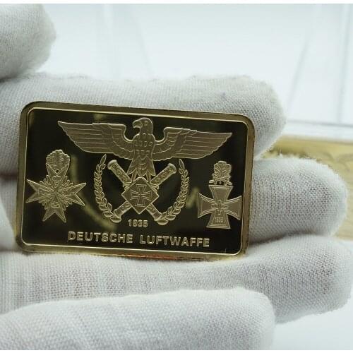 Collection 1935 Germany Eagle Cross Gold Plated Challenge Replica Bars Deutsche Luftwaffe Commemorative Coin